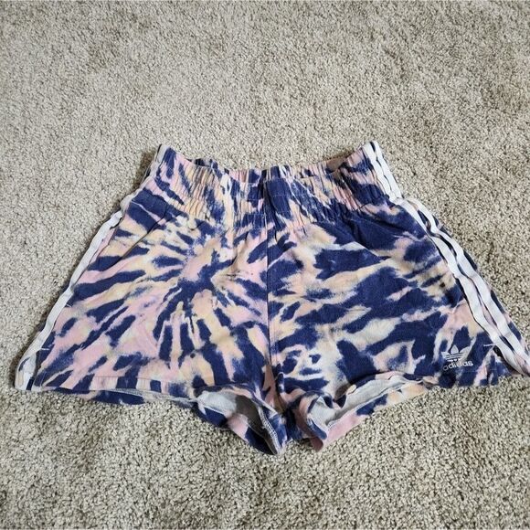 Adidas‎ Originals 3 stripe shorts in blue tie dye | Size XS - Picture 1 of 6